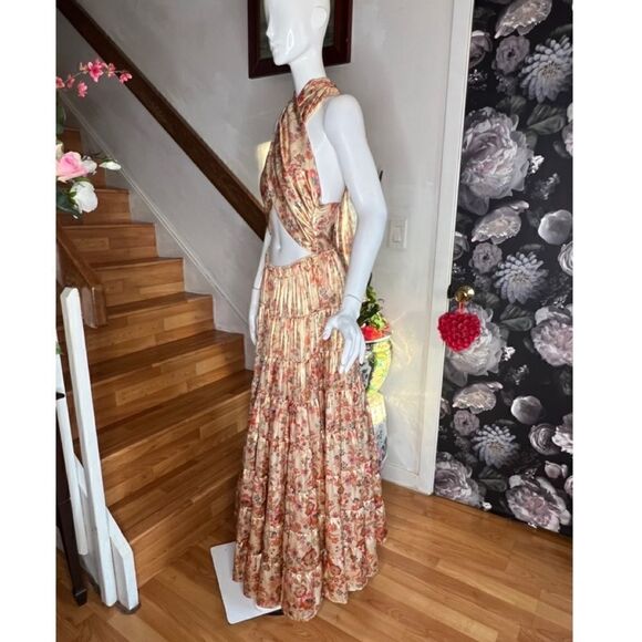 Free People Printed Something Magical Metallic Floral Tiered Maxi Dress - Picture 7 of 8